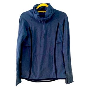 Athleta Navy Pull Over With Thumb Holes & Two Front Pockets. Size SMALL